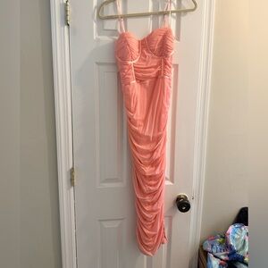 Elegant Pink Ruched Dress Never Worn Size Large
